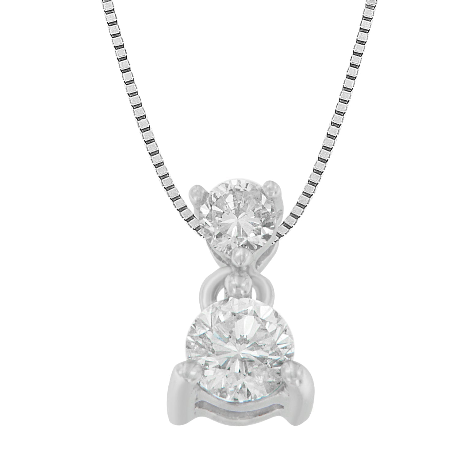 14K White Gold 1/2 cttw Round Cut Diamond Pendant Necklace (I-J, I1-I2) - LinkagejewelrydesignLinkagejewelrydesign