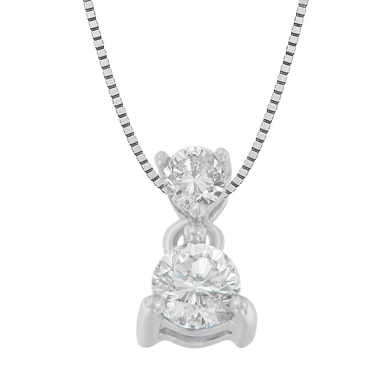 14K White Gold 1/2 cttw Round Cut Diamond Pendant Necklace (I-J, I1-I2) - LinkagejewelrydesignLinkagejewelrydesign