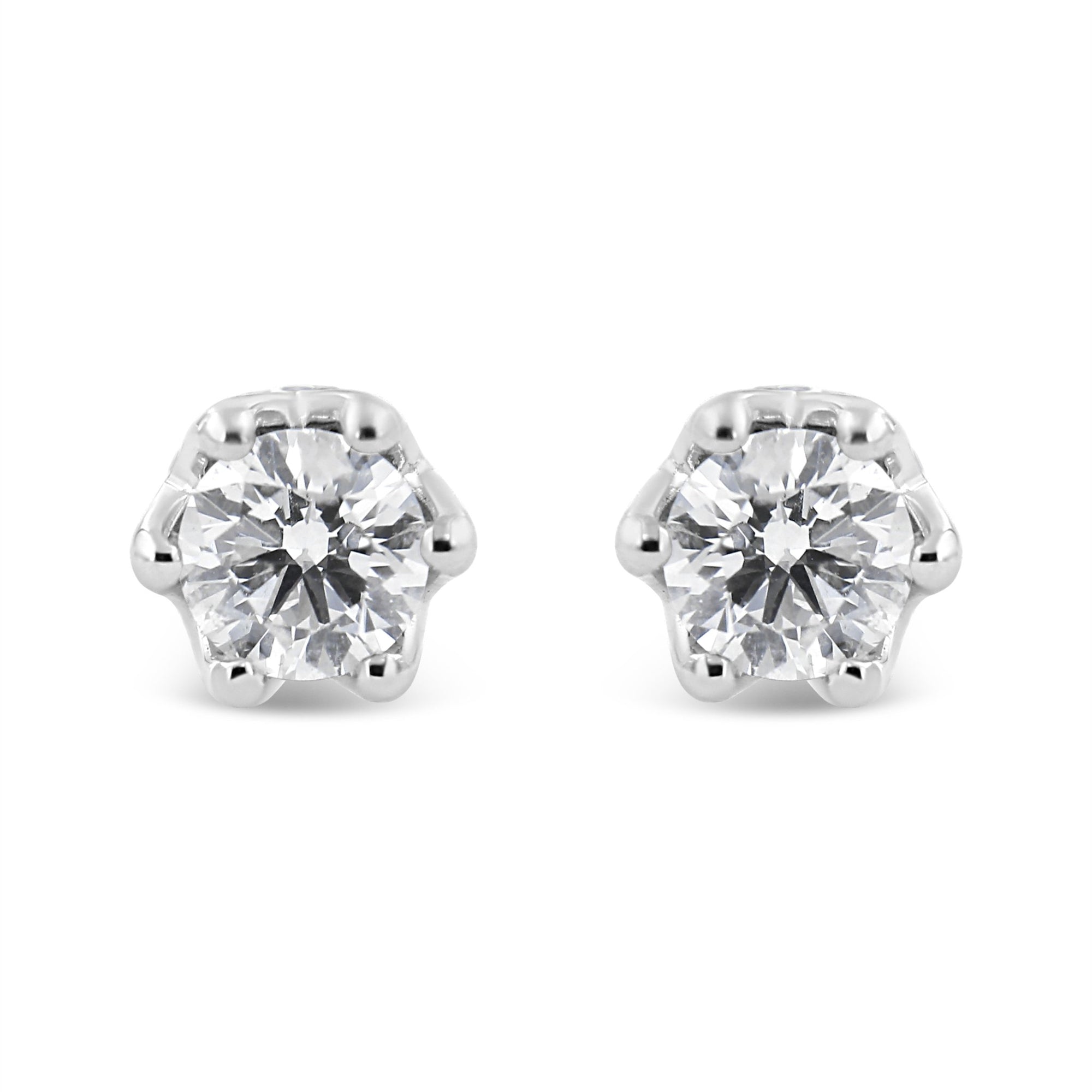 14K White Gold 1/2 Cttw Round Diamond Crown Stud Earring (I-J Color, I1-I2 Clarity) - LinkagejewelrydesignLinkagejewelrydesign