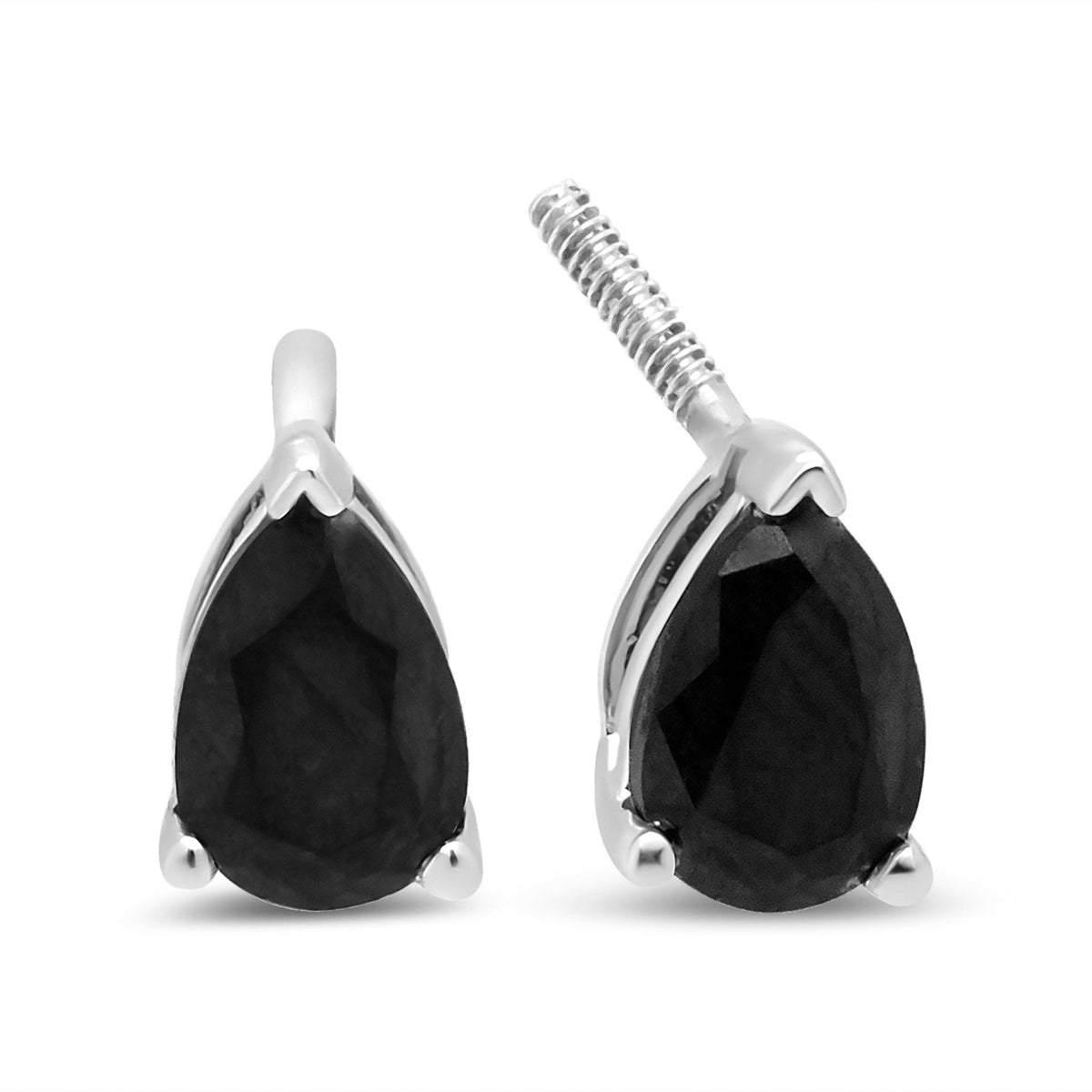 14K White Gold 1/2 Cttw Treated Black Pear Shaped Solitaire Diamond 3 Prong Stud Earrings (Black Color, VS2-SI1 Clarity) - LinkagejewelrydesignLinkagejewelrydesign
