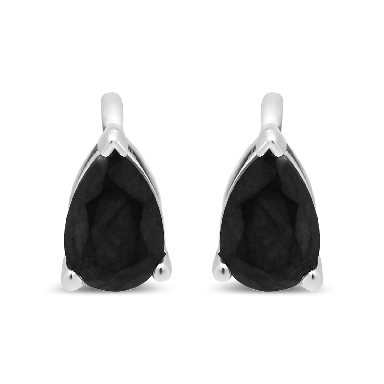 14K White Gold 1/2 Cttw Treated Black Pear Shaped Solitaire Diamond 3 Prong Stud Earrings (Black Color, VS2-SI1 Clarity) - LinkagejewelrydesignLinkagejewelrydesign