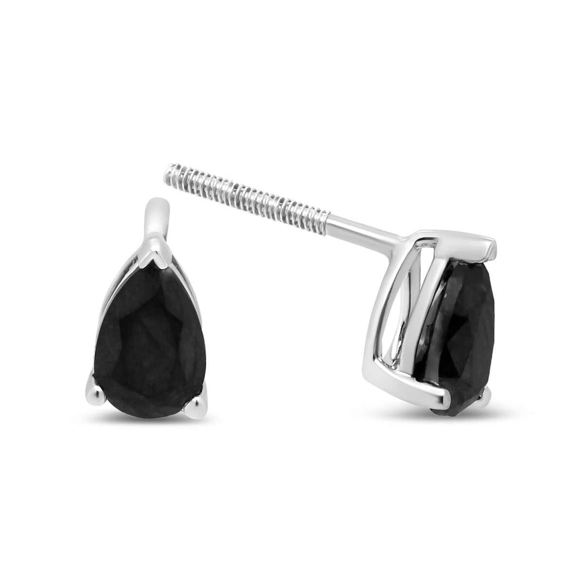 14K White Gold 1/2 Cttw Treated Black Pear Shaped Solitaire Diamond 3 Prong Stud Earrings (Black Color, VS2-SI1 Clarity) - LinkagejewelrydesignLinkagejewelrydesign