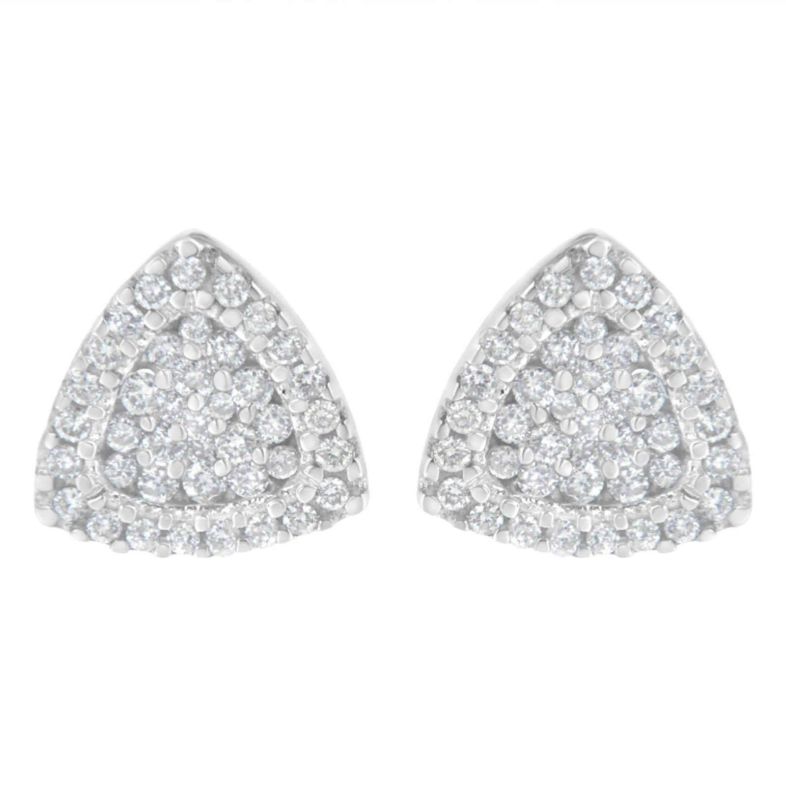 14K White Gold 1/2 cttw Trillion Shaped Diamond Stud Earrings (H-I Clarity, SI2-I1 Color) - LinkagejewelrydesignLinkagejewelrydesign