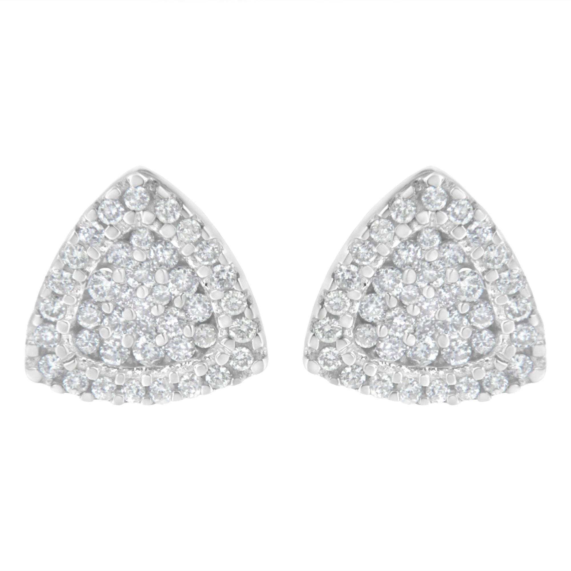 14K White Gold 1/2 cttw Trillion Shaped Diamond Stud Earrings (H-I Clarity, SI2-I1 Color) - LinkagejewelrydesignLinkagejewelrydesign