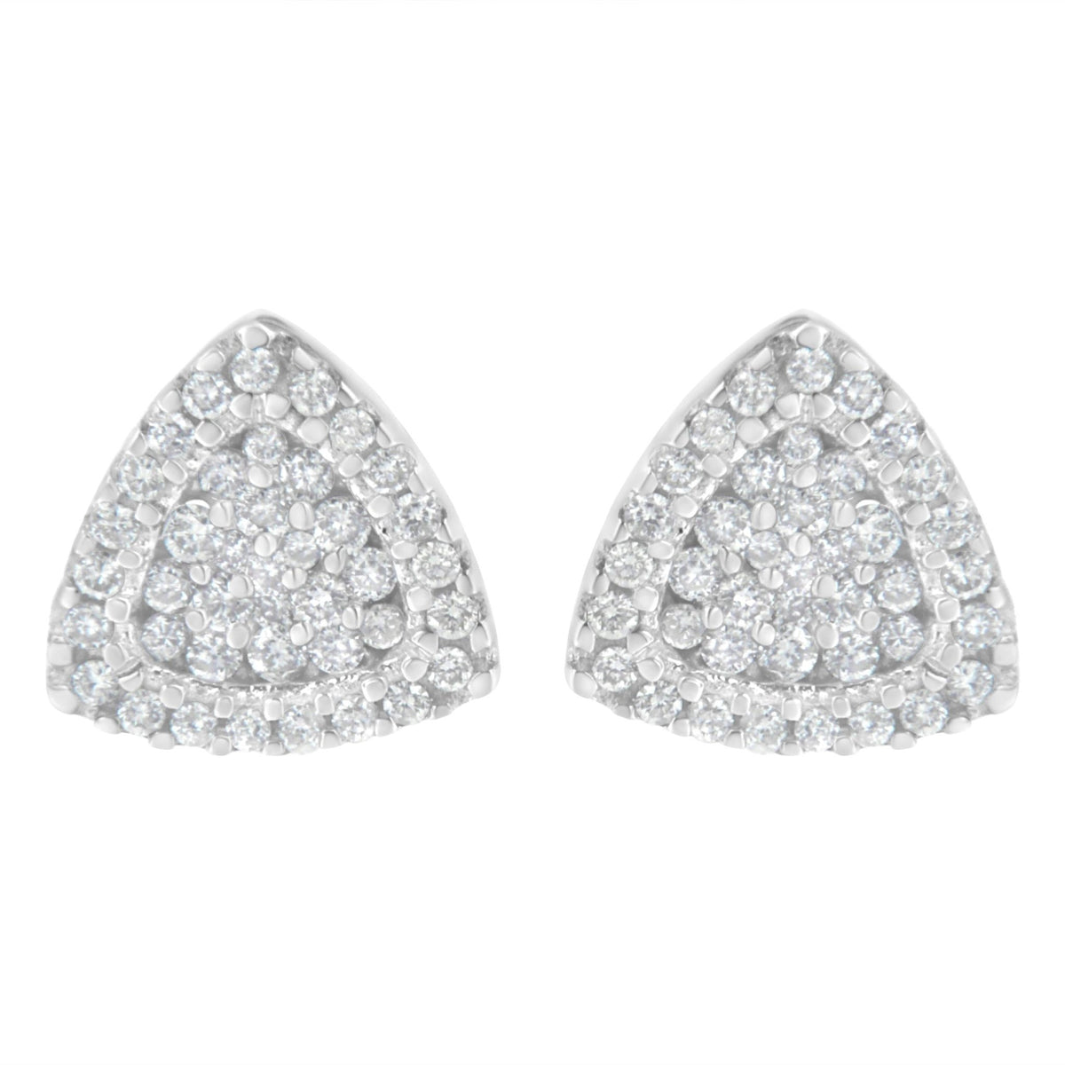 14K White Gold 1/2 cttw Trillion Shaped Diamond Stud Earrings (H-I Clarity, SI2-I1 Color) - LinkagejewelrydesignLinkagejewelrydesign