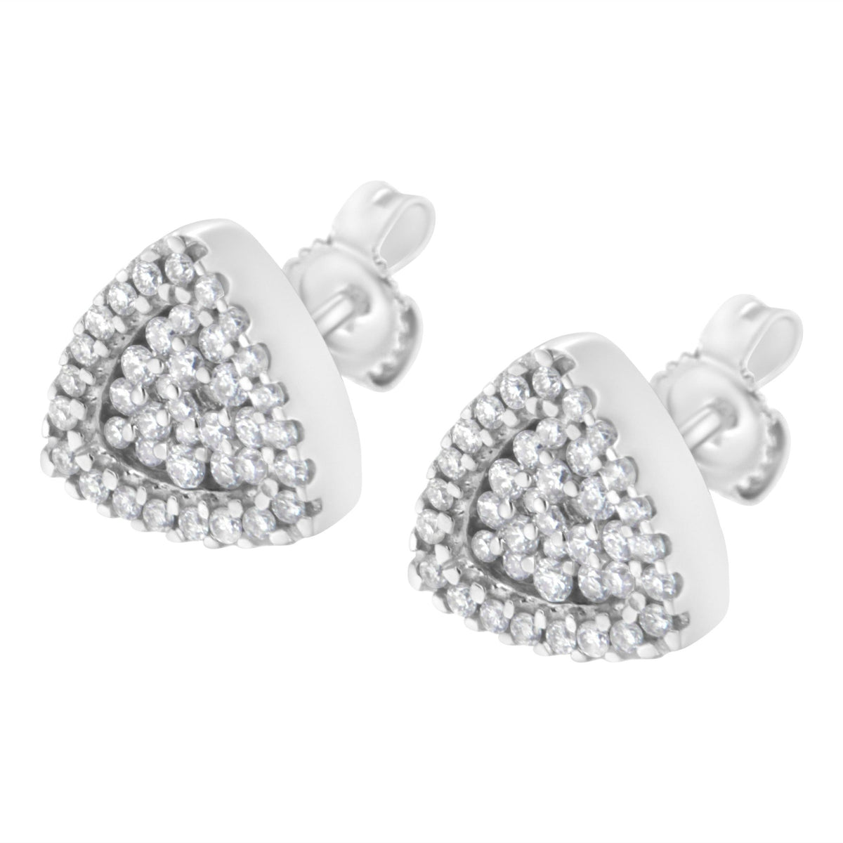 14K White Gold 1/2 cttw Trillion Shaped Diamond Stud Earrings (H-I Clarity, SI2-I1 Color) - LinkagejewelrydesignLinkagejewelrydesign