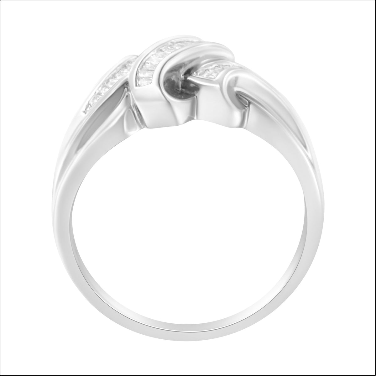 14K White Gold 1/3 Cttw Channel Set Baguette Diamond Bypass Ring Band (H-I Color, SI1-SI2 Clarity) - Ring Size 7 - LinkagejewelrydesignLinkagejewelrydesign