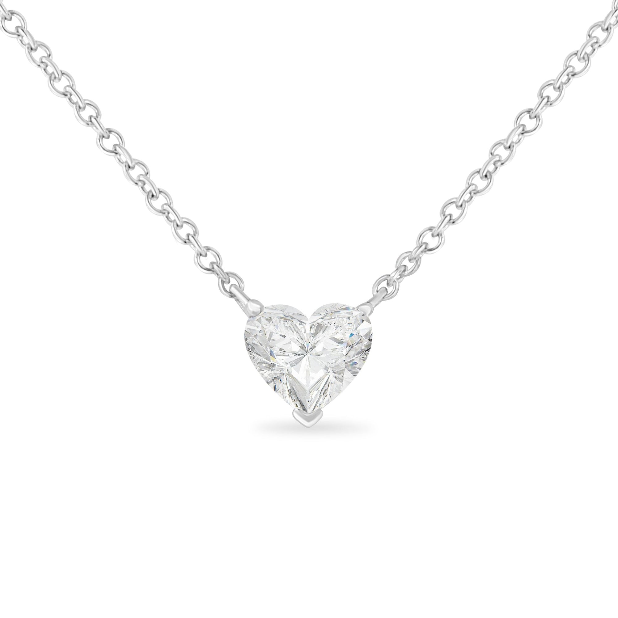 14k White Gold 1/4 Cttw Lab Grown Heart Shape Diamond Solitaire 18" Pendant Necklace (E-F Color, SI1-SI2 Clarity) - LinkagejewelrydesignLinkagejewelrydesign