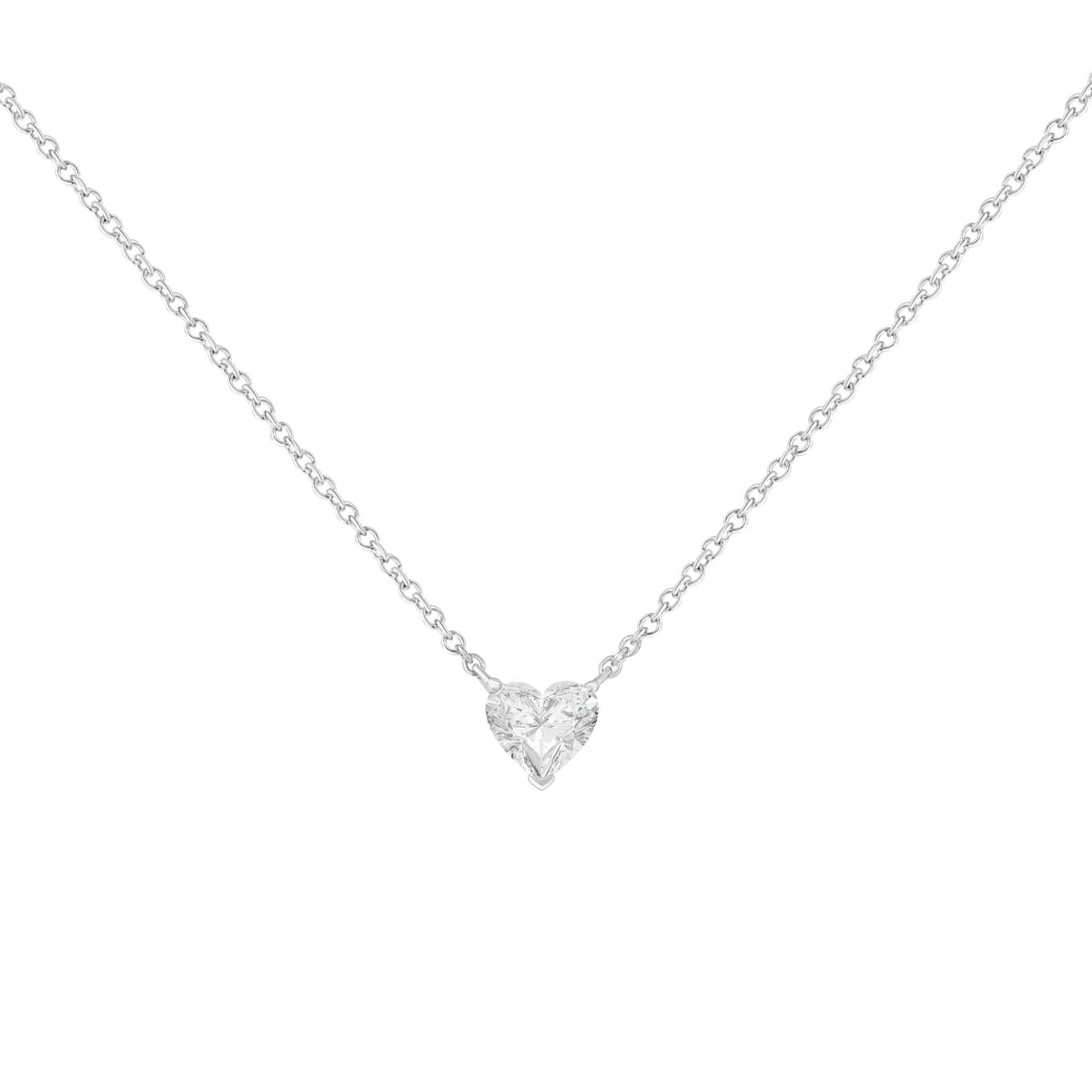14k White Gold 1/4 Cttw Lab Grown Heart Shape Diamond Solitaire 18&quot; Pendant Necklace (E-F Color, SI1-SI2 Clarity) - LinkagejewelrydesignLinkagejewelrydesign