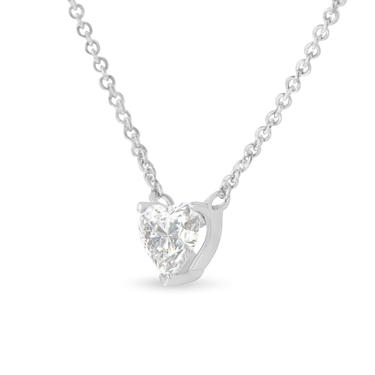 14k White Gold 1/4 Cttw Lab Grown Heart Shape Diamond Solitaire 18&quot; Pendant Necklace (E-F Color, SI1-SI2 Clarity) - LinkagejewelrydesignLinkagejewelrydesign