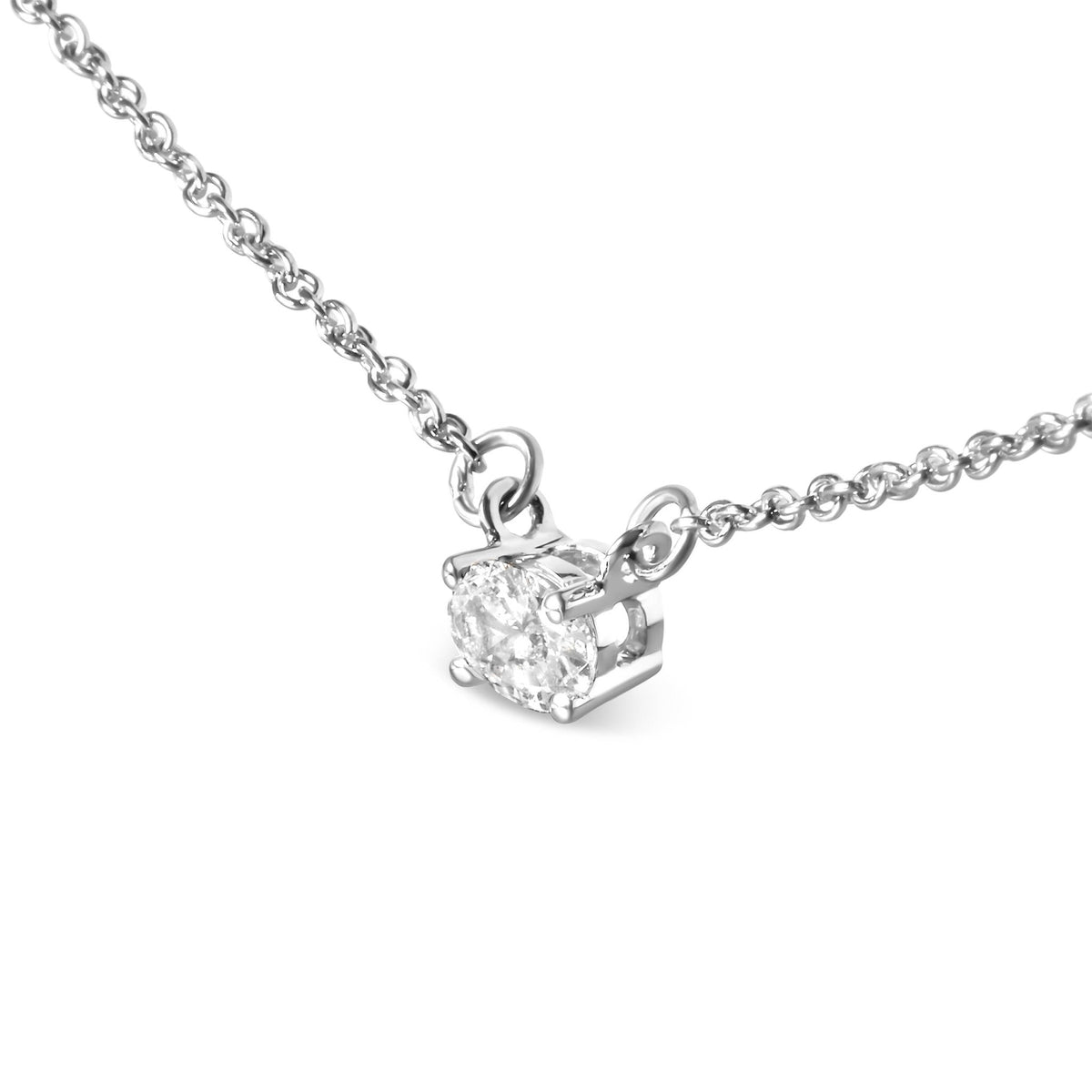14K White Gold 1/4 Cttw Lab Grown Oval Solitaire Diamond East West 18&quot; Pendant Necklace (G-H Color, VS2-SI1 Clarity) - LinkagejewelrydesignLinkagejewelrydesign