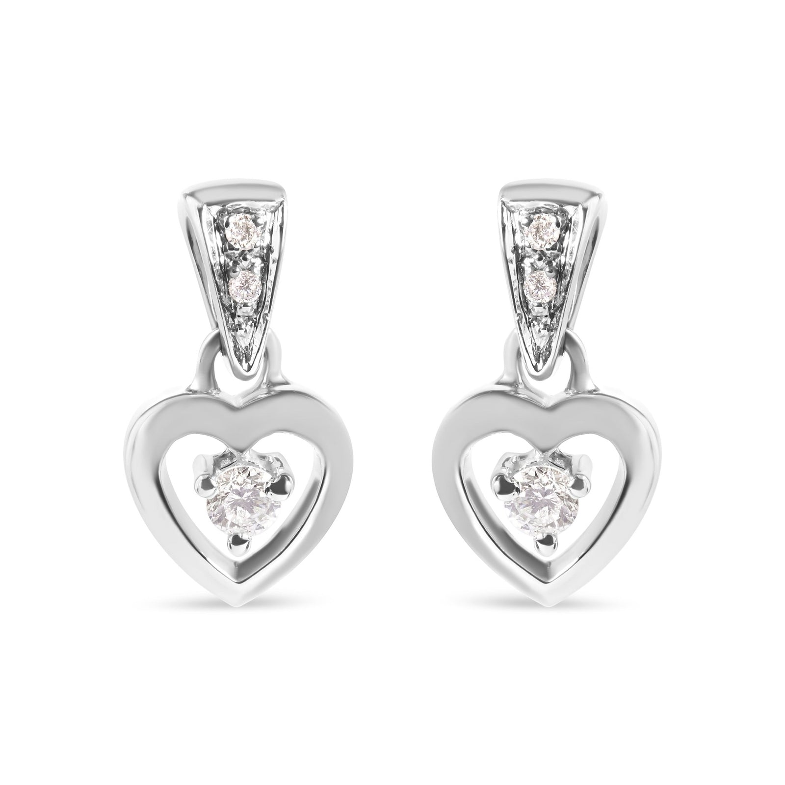 14K White Gold 1/6 Cttw Diamond Dangle Heart Stud Earrings (H-I, SI2-I1) - LinkagejewelrydesignLinkagejewelrydesign