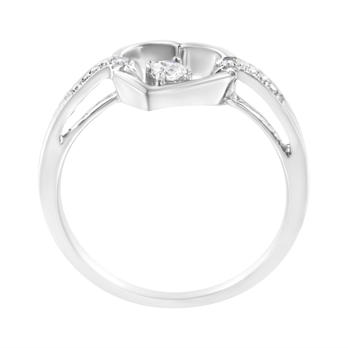 14K White Gold 1/8 Cttw Channel Set Round-Cut Diamond Heart Ring (H-I Color, SI2-I1 Clarity) - LinkagejewelrydesignLinkagejewelrydesign