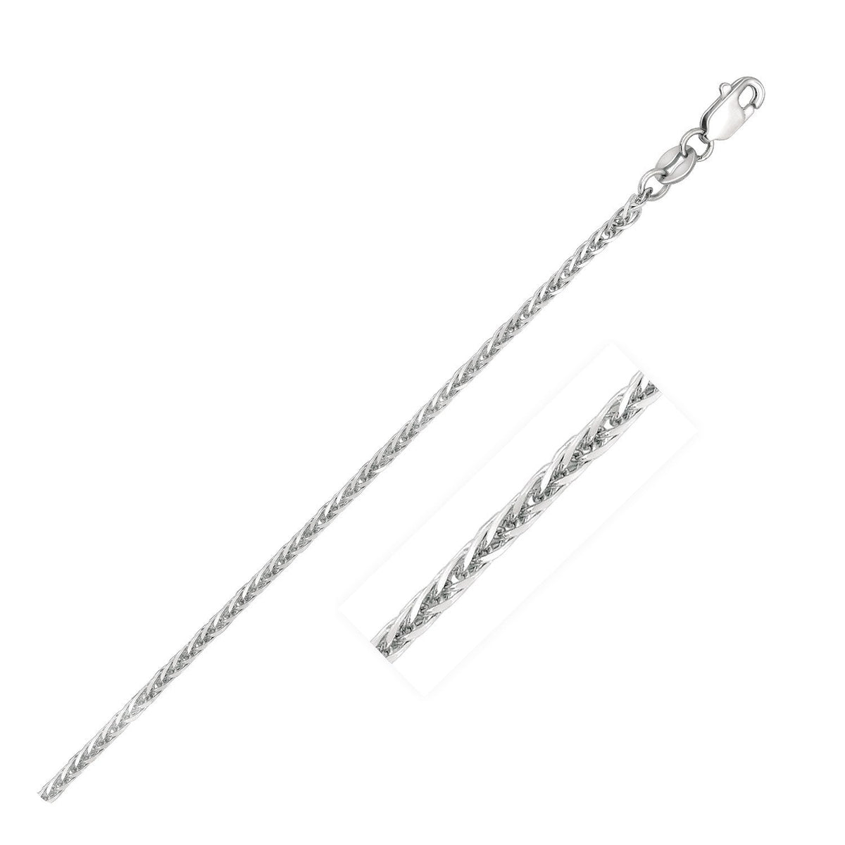 14k White Gold 1.8mm Square Wheat Chain - LinkagejewelrydesignLinkagejewelrydesign