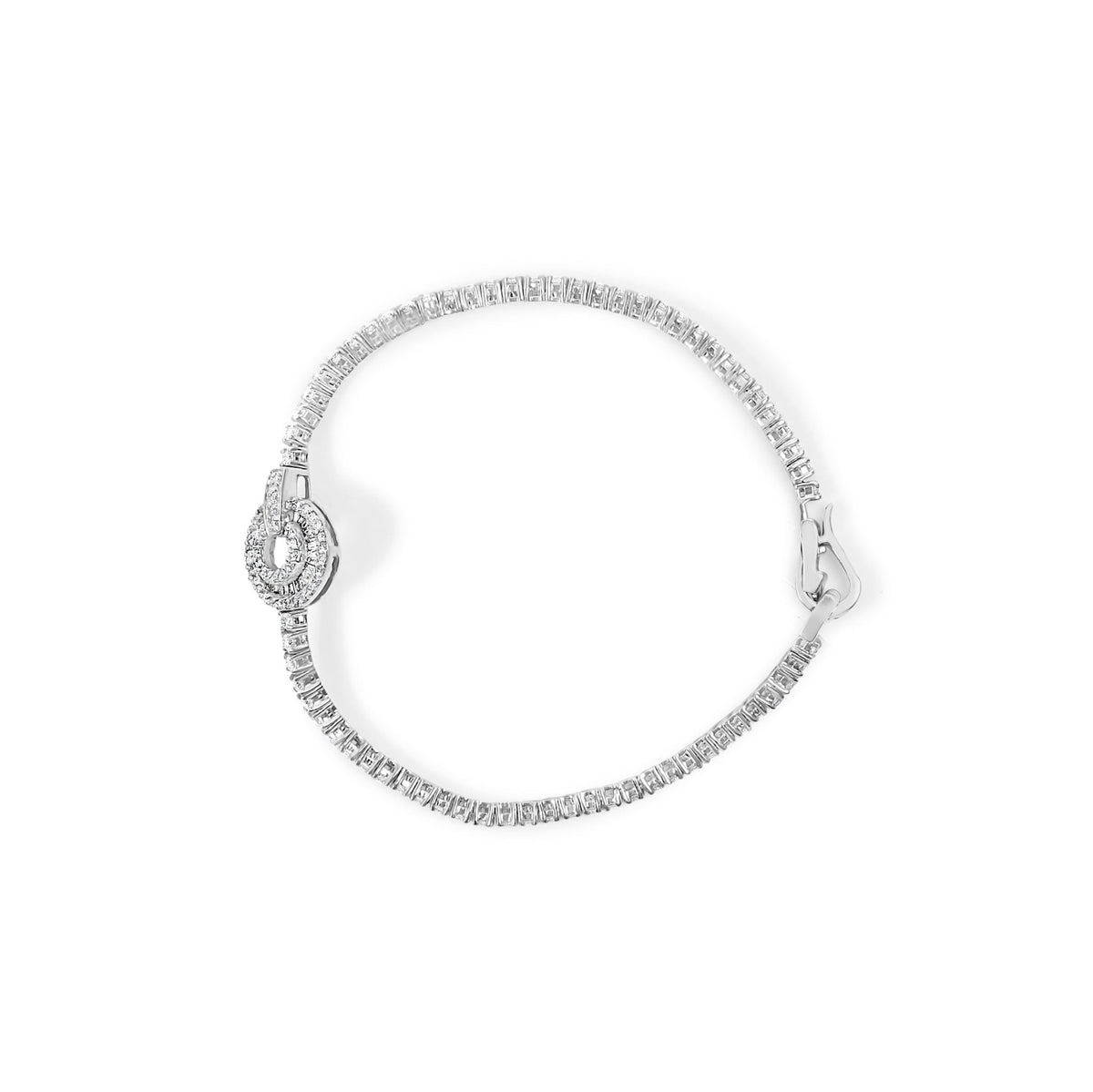 14K White Gold 2 1/2 Cttw Diamond 7&quot; Classic Tennis Bracelet with Medallion Station (H-I Color, I1-I2 Clarity) - LinkagejewelrydesignLinkagejewelrydesign
