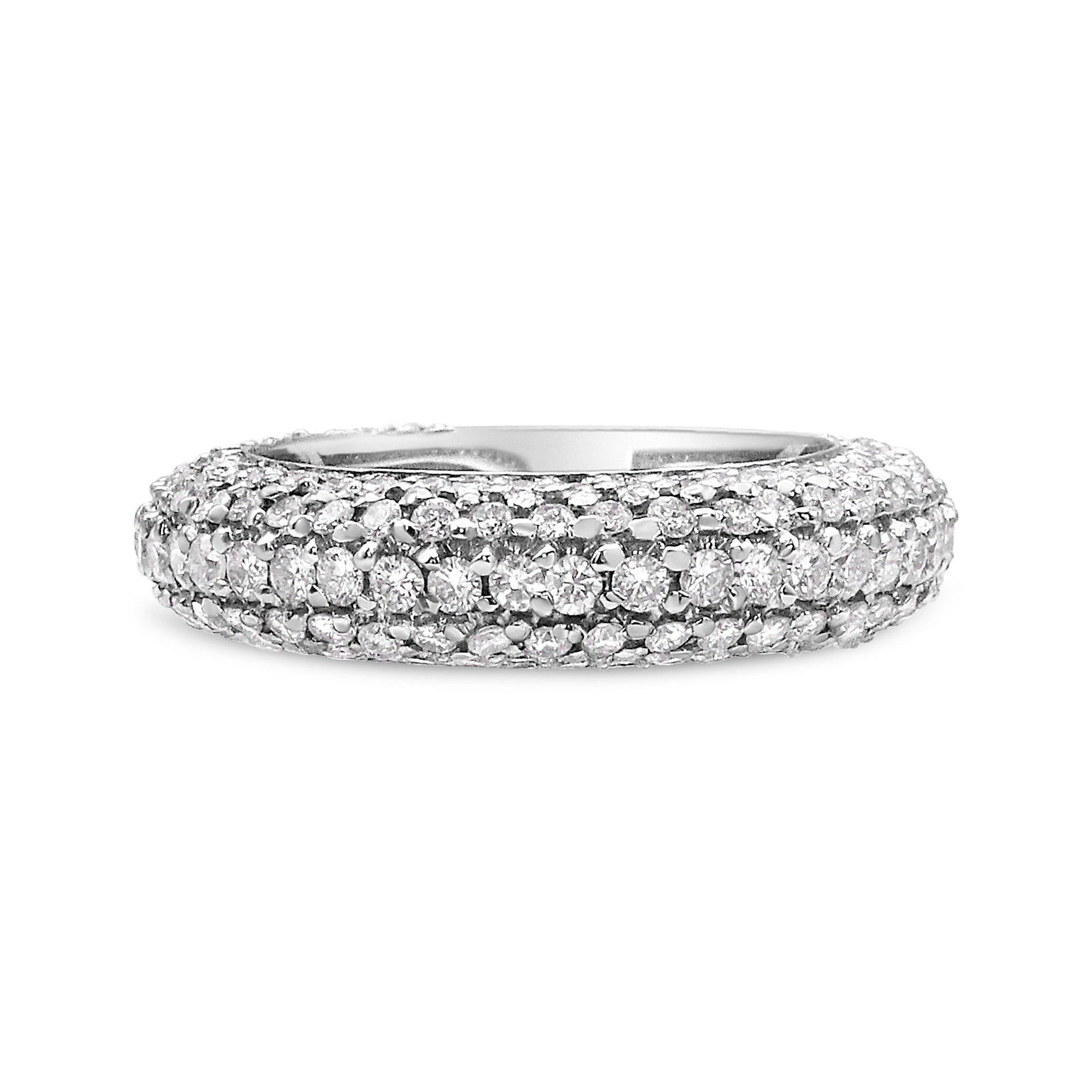 14K White Gold 2 1/2 Cttw Round-Cut Diamond Cluster Band Ring (H-I Color, SI1-SI2 Clarity) - Size 7.5 - LinkagejewelrydesignLinkagejewelrydesign
