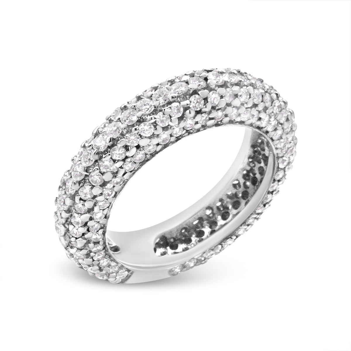 14K White Gold 2 1/2 Cttw Round-Cut Diamond Cluster Band Ring (H-I Color, SI1-SI2 Clarity) - Size 7.5 - LinkagejewelrydesignLinkagejewelrydesign