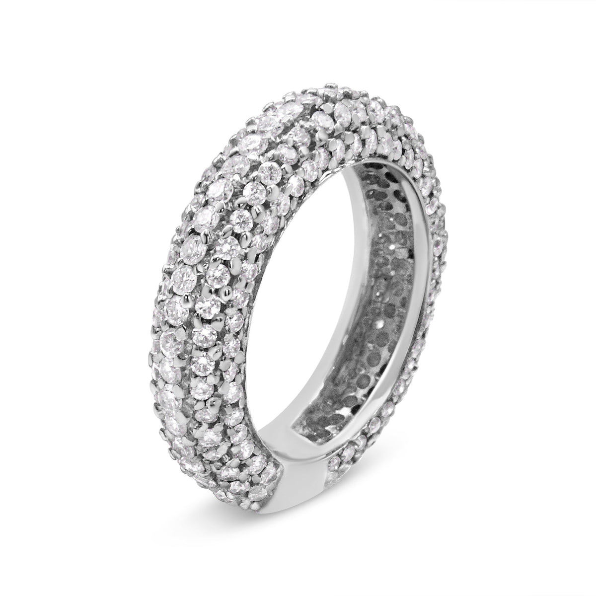 14K White Gold 2 1/2 Cttw Round-Cut Diamond Cluster Band Ring (H-I Color, SI1-SI2 Clarity) - Size 7.5 - LinkagejewelrydesignLinkagejewelrydesign