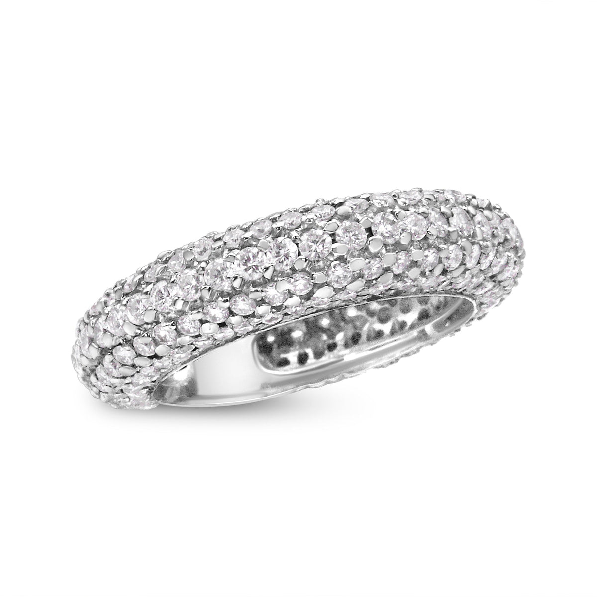 14K White Gold 2 1/2 Cttw Round-Cut Diamond Cluster Band Ring (H-I Color, SI1-SI2 Clarity) - Size 7.5 - LinkagejewelrydesignLinkagejewelrydesign
