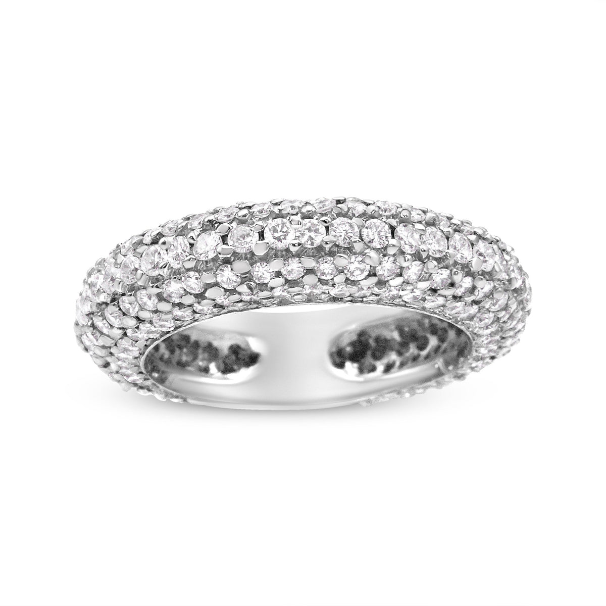 14K White Gold 2 1/2 Cttw Round-Cut Diamond Cluster Band Ring (H-I Color, SI1-SI2 Clarity) - Size 7.5 - LinkagejewelrydesignLinkagejewelrydesign