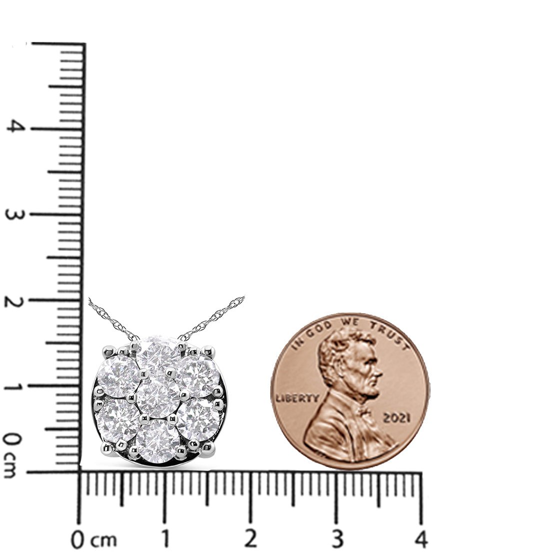 14K White Gold 2 1/3 Cttw Diamond 7 Stone Floral Cluster 18&quot; Pendant Necklace (H-I Color, I1-I2 Clarity) - LinkagejewelrydesignLinkagejewelrydesign