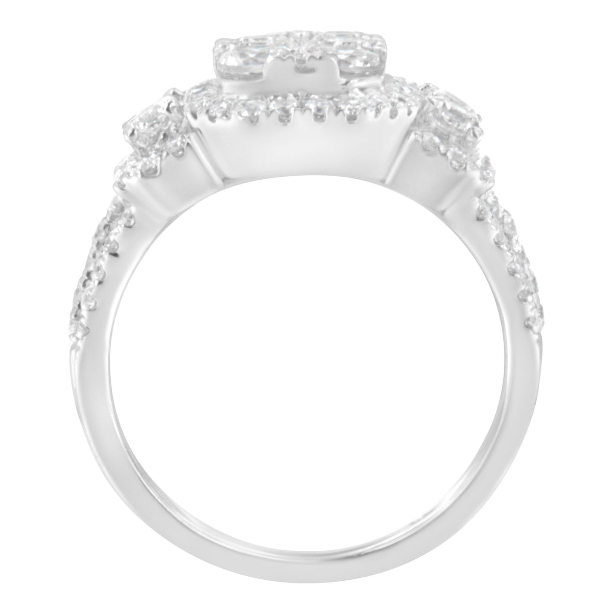 14K White Gold 2 1/4 Cttw Diamond Cocktail Cluster Ring (G-H Color, SI2-I1 Clarity) - Size 7 - LinkagejewelrydesignLinkagejewelrydesign