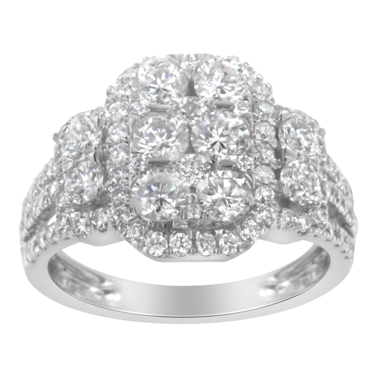 14K White Gold 2 1/4 Cttw Diamond Cocktail Cluster Ring (G-H Color, SI2-I1 Clarity) - Size 7 - LinkagejewelrydesignLinkagejewelrydesign
