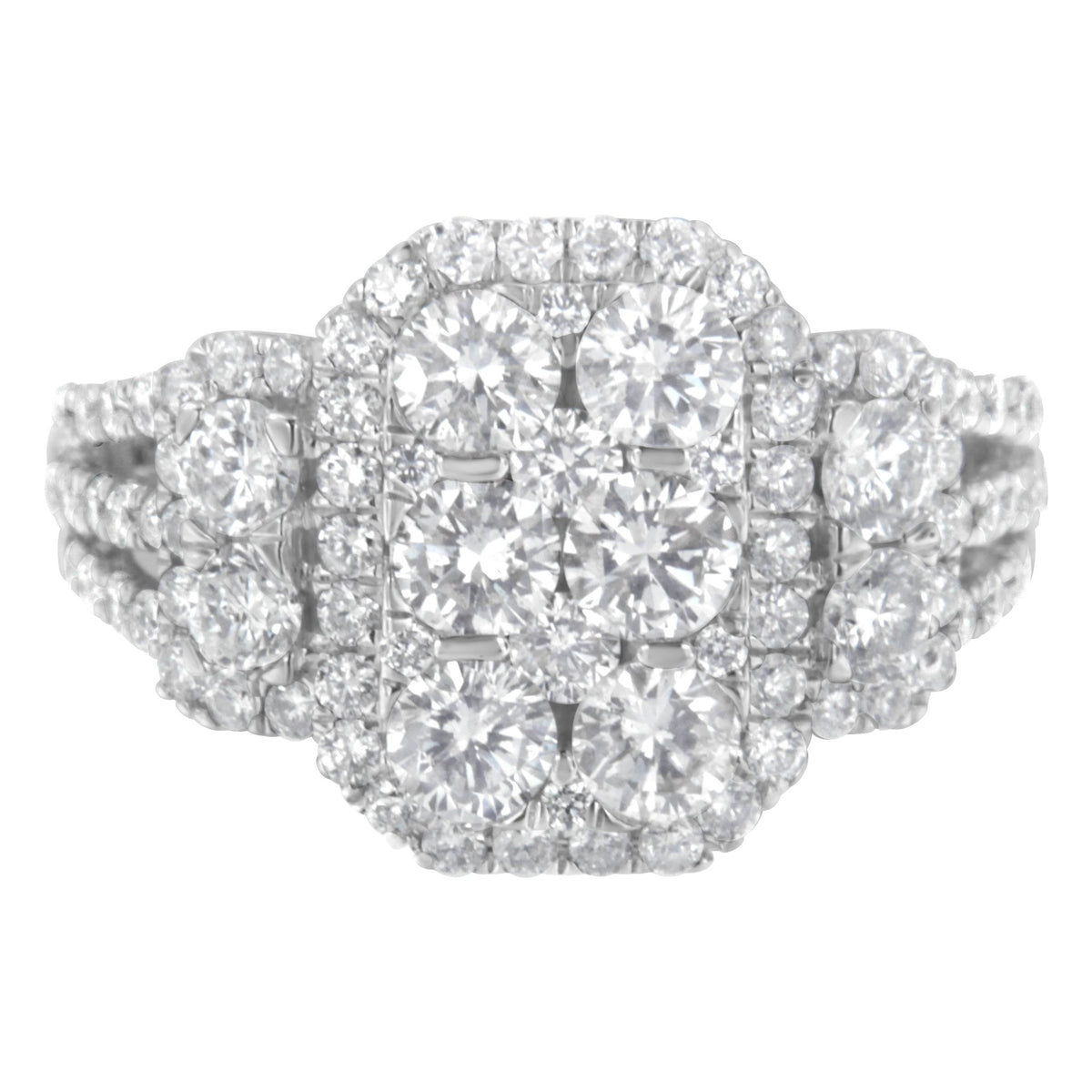 14K White Gold 2 1/4 Cttw Diamond Cocktail Cluster Ring (G-H Color, SI2-I1 Clarity) - Size 7 - LinkagejewelrydesignLinkagejewelrydesign