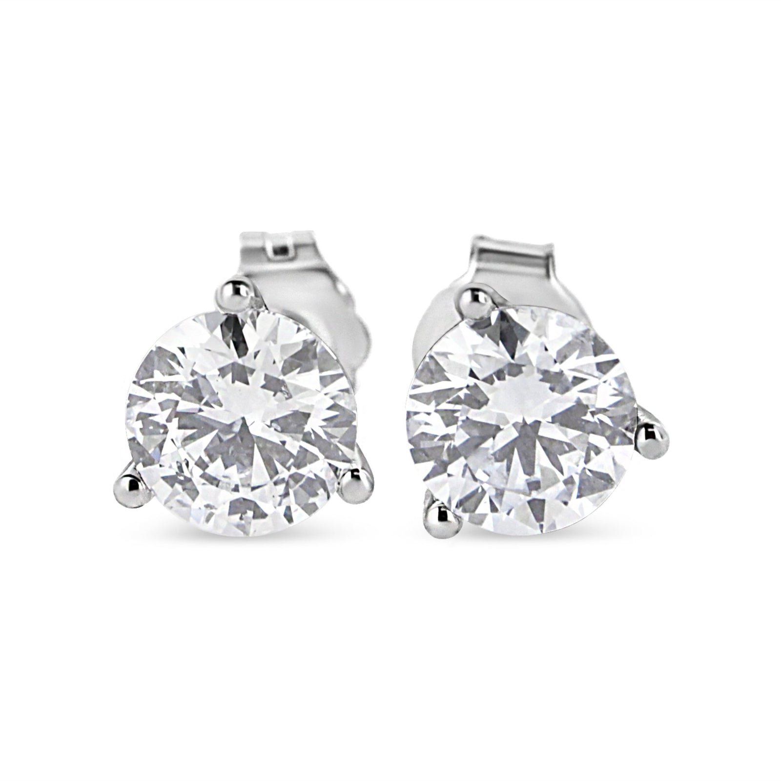 14K White Gold 2.0 Cttw 3 - Prong Martini Set Brilliant Round - Cut Solitaire Lab Grown Diamond Screwback Stud Earrings (F - G Color, VS2 - SI1 Clarity) - LinkagejewelrydesignLinkagejewelrydesign