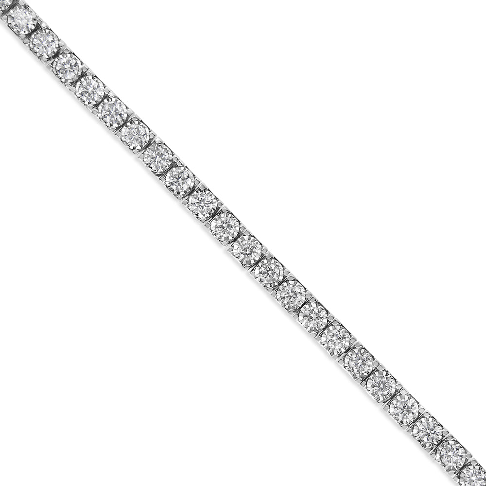 14K White Gold 2.0 Cttw Miracle Set Round-Cut Lab Grown Diamond Illusion 7&quot; Tennis Bracelet (F-G Color, VS2-SI1 Clarity) - LinkagejewelrydesignLinkagejewelrydesign
