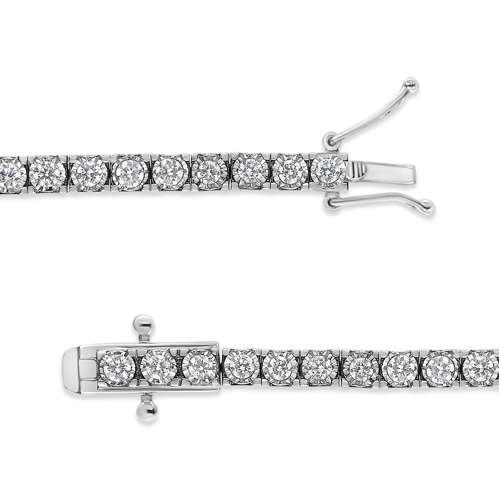 14K White Gold 2.0 Cttw Miracle Set Round-Cut Lab Grown Diamond Illusion 7&quot; Tennis Bracelet (F-G Color, VS2-SI1 Clarity) - LinkagejewelrydesignLinkagejewelrydesign