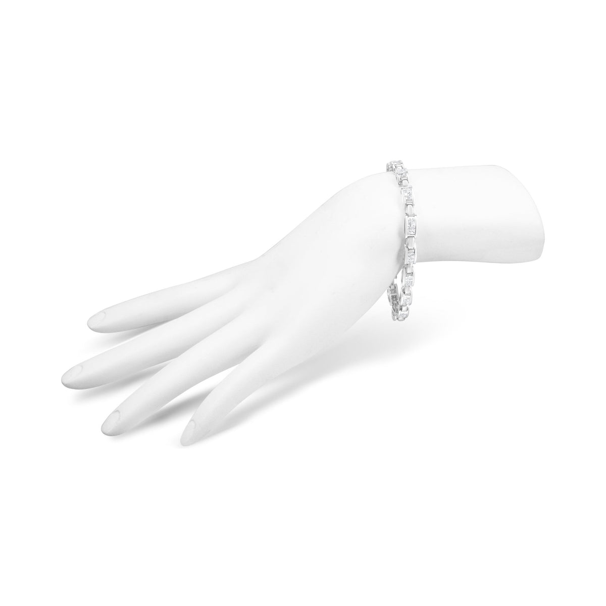 14K White Gold 2.0 Cttw Princess Cut Invisible Set Diamond Rectangular Link Bracelet (I-J Color, I1-I2 Clarity) - 7.25&quot; - LinkagejewelrydesignLinkagejewelrydesign
