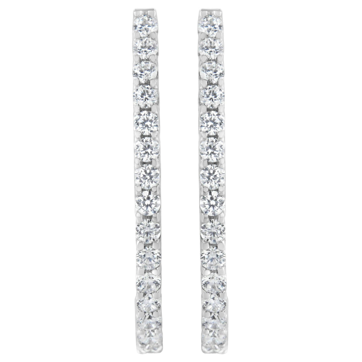 14K White Gold 2.0 Cttw Round Brilliant Cut Diamond Oblong Hinged Leverback Hoop Earrings (I-J Color, I1-I2 Clarity) - LinkagejewelrydesignLinkagejewelrydesign