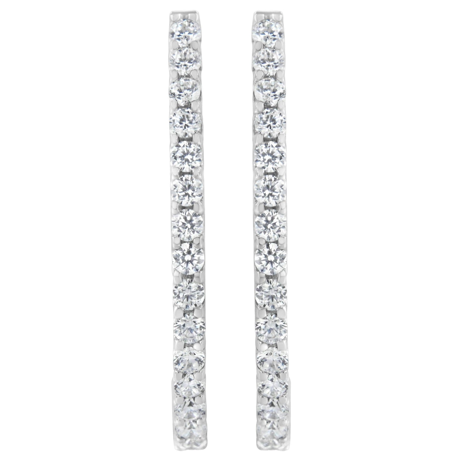 14K White Gold 2.0 Cttw Round Brilliant Cut Diamond Oblong Hinged Leverback Hoop Earrings (I-J Color, I1-I2 Clarity) - LinkagejewelrydesignLinkagejewelrydesign