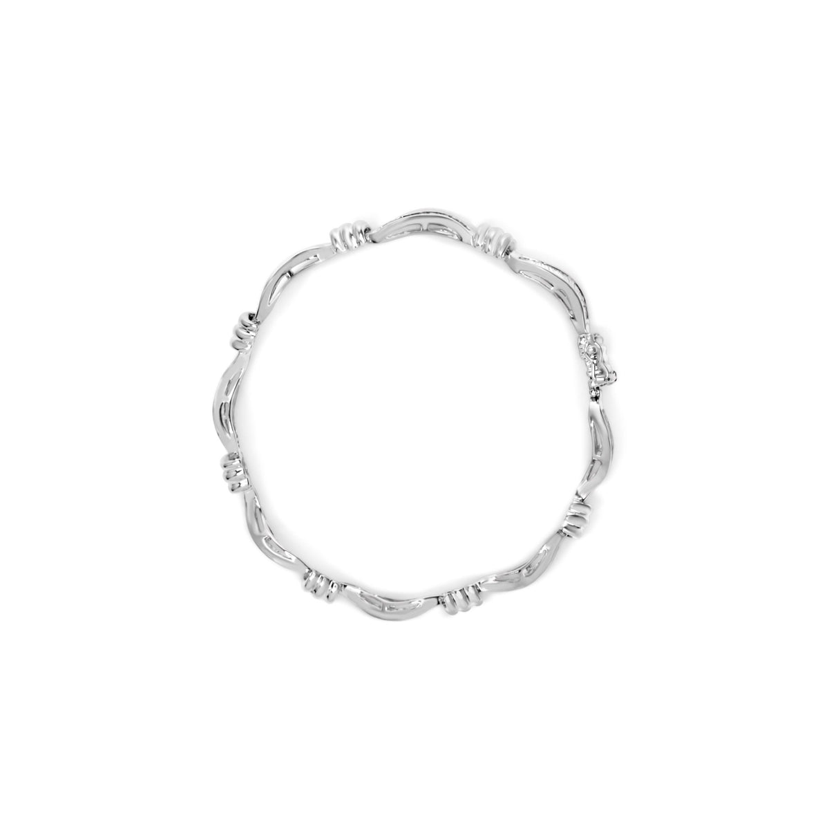 14K White Gold 2.00 Cttw Baguette-Cut Spiral Link 7&quot; Bracelet (G-H Color, SI1-SI2 Clarity) - LinkagejewelrydesignLinkagejewelrydesign