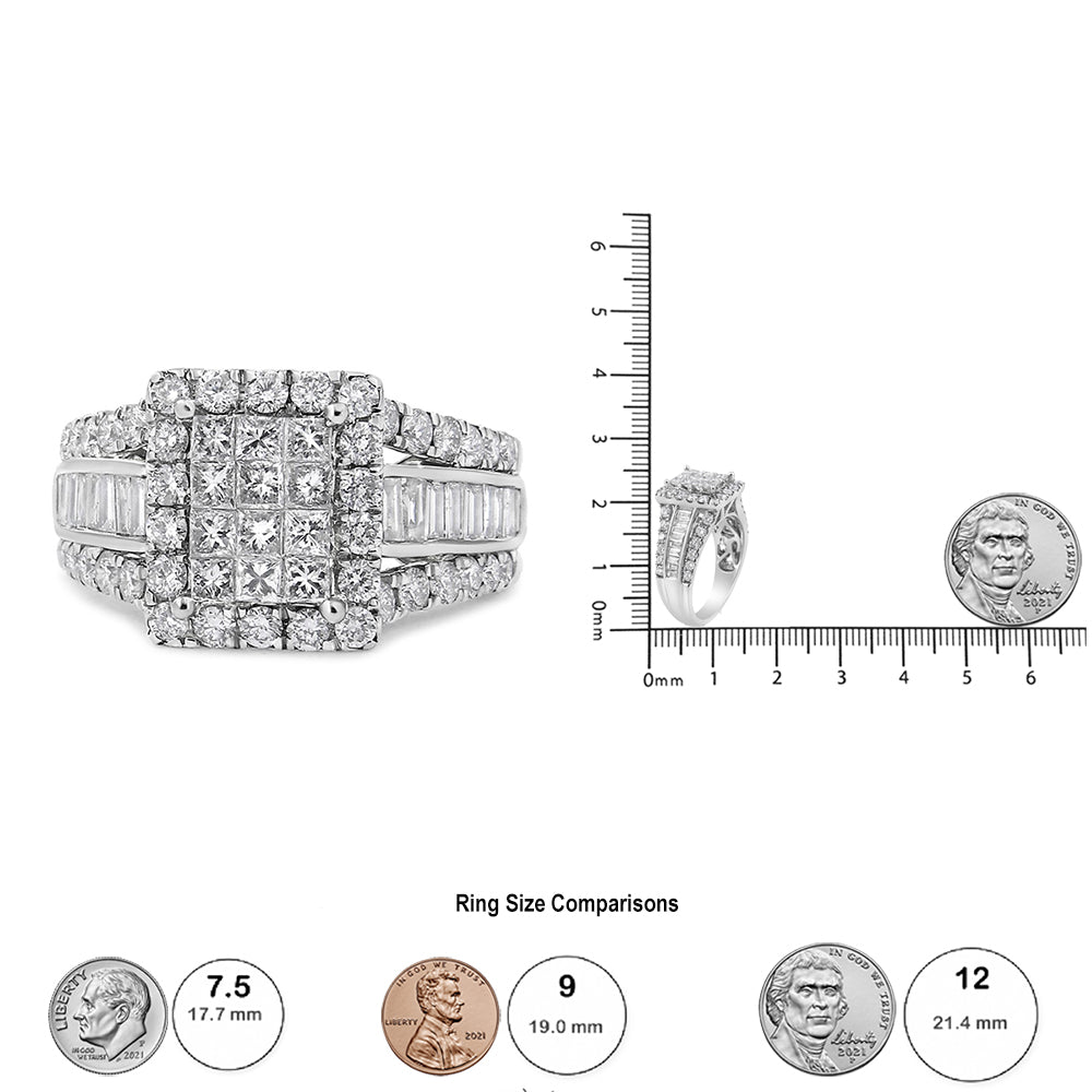 14K White Gold 2.00 Cttw Composite Head with Halo and Side Stones Diamond Ring (H-I Color, SI1-SI2 Clarity) - Ring Size 7 - LinkagejewelrydesignLinkagejewelrydesign