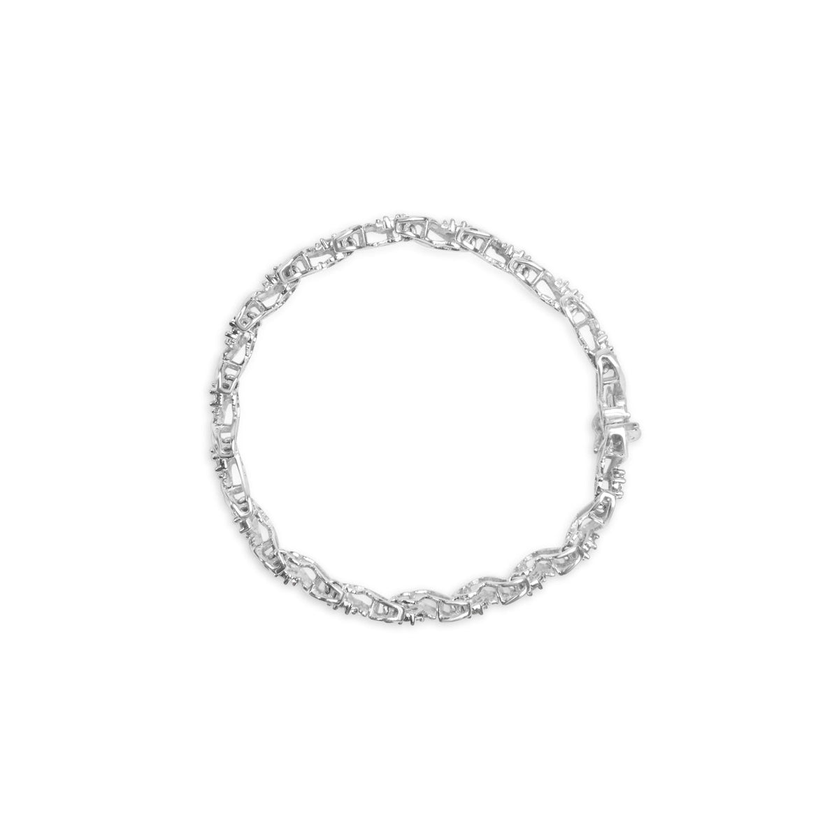 14K White Gold 2.00 Cttw Diamond Cluster and Spiral Link Bracelet (I-J Color, I1-I2 Clarity) - 7&quot; - LinkagejewelrydesignLinkagejewelrydesign