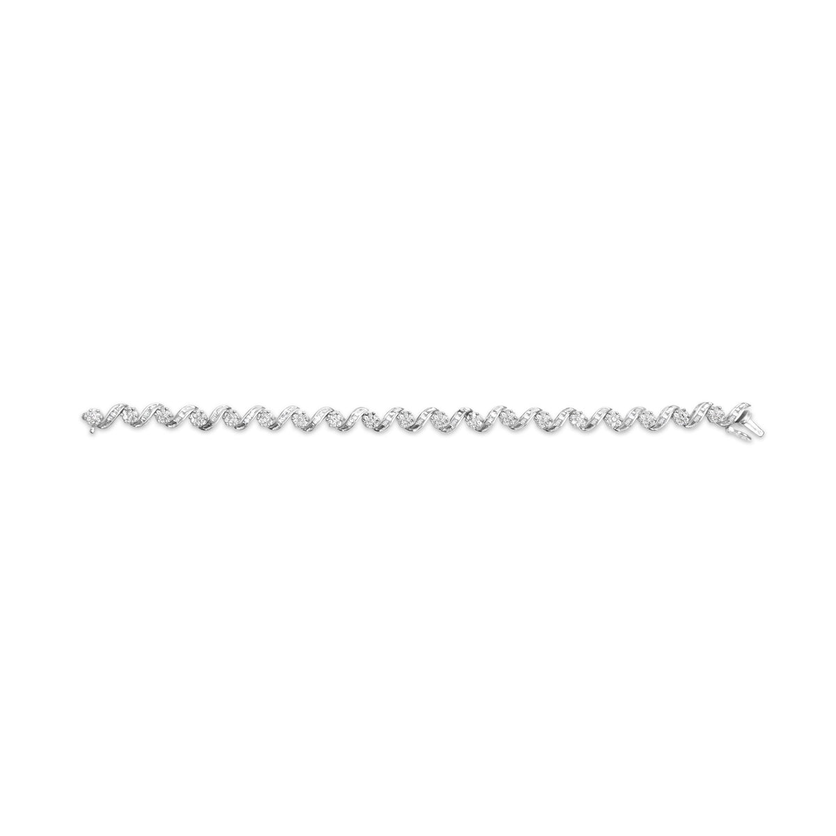 14K White Gold 2.00 Cttw Diamond Cluster and Spiral Link Bracelet (I-J Color, I1-I2 Clarity) - 7&quot; - LinkagejewelrydesignLinkagejewelrydesign