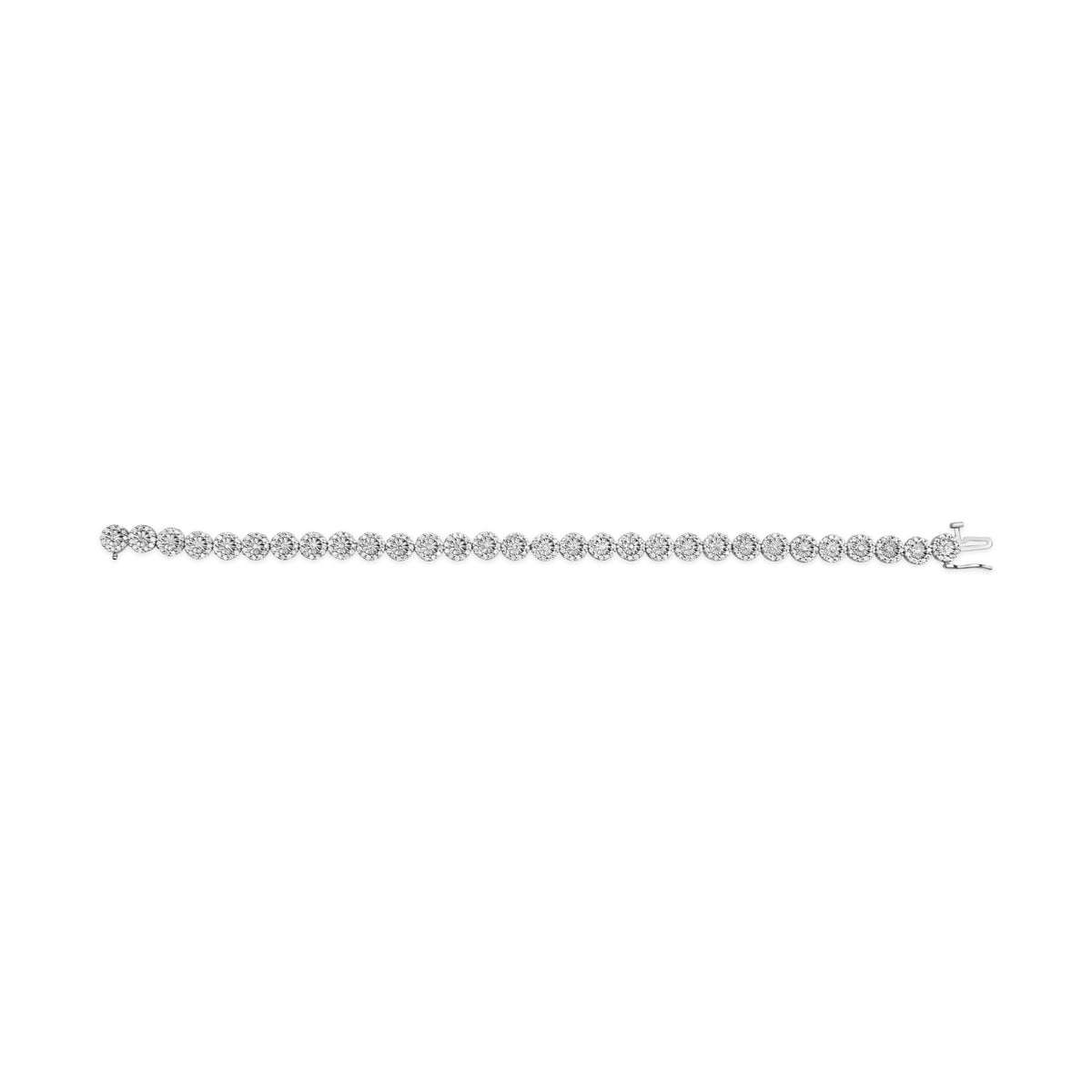 14K White Gold 2.00 Cttw Diamond Halo Link Tennis Bracelet (H-I Color, I1-I2 Clarity) - 7&quot; Inches - LinkagejewelrydesignLinkagejewelrydesign