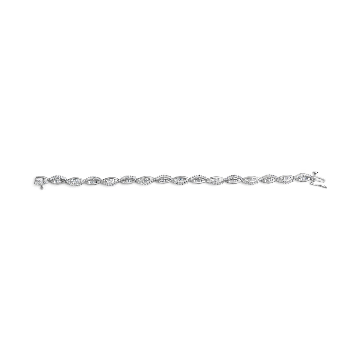 14K White Gold 2.00 Cttw Diamond Swirl and Pear Shape Link Bracelet (I-J Color, I2-I3 Clarity) - 7&quot; - LinkagejewelrydesignLinkagejewelrydesign