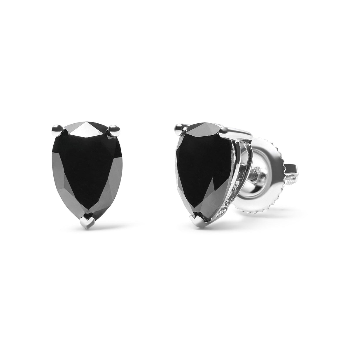 14K White Gold 2.00 Cttw Pear Cut Black Diamond Stud Earrings - LinkagejewelrydesignLinkagejewelrydesign