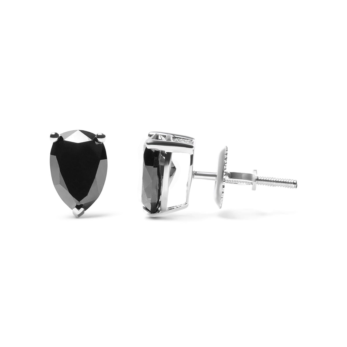 14K White Gold 2.00 Cttw Pear Cut Black Diamond Stud Earrings - LinkagejewelrydesignLinkagejewelrydesign