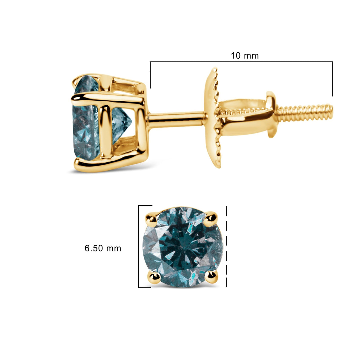 14K White Gold 2.00 Cttw Round Brilliant-Cut Lab Grown Blue Diamond Classic 4-Prong Stud Earrings with Screw Backs (Blue Color, VS1-VS2 Clarity) - LinkagejewelrydesignLinkagejewelrydesign