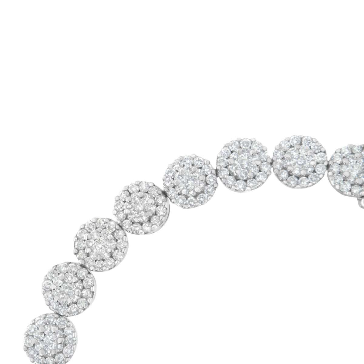 14K White Gold 3-3/4 Cttw Round-Brilliant Cut Diamond 7-1/4&quot; Round Cluster Links Tennis Bracelet (I-J Color, SI2-I1 Clarity) - LinkagejewelrydesignLinkagejewelrydesign