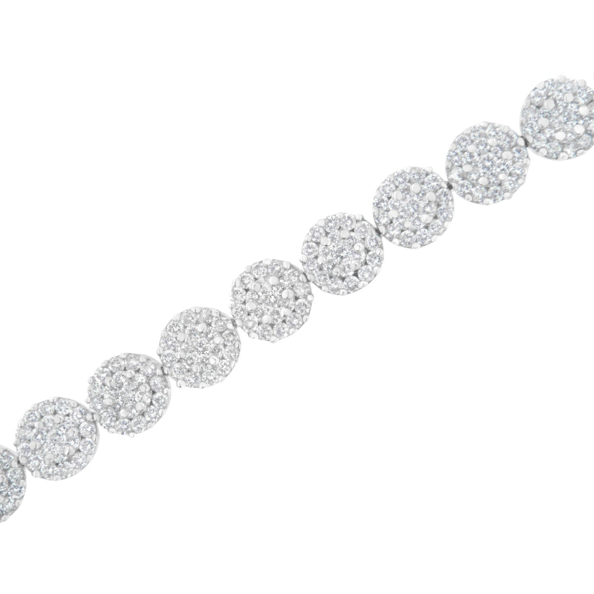 14K White Gold 3-3/4 Cttw Round-Brilliant Cut Diamond 7-1/4&quot; Round Cluster Links Tennis Bracelet (I-J Color, SI2-I1 Clarity) - LinkagejewelrydesignLinkagejewelrydesign