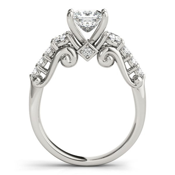 14k White Gold 3 Stone Antique Design Diamond Engagement Ring (1 3/4 cttw) - LinkagejewelrydesignLinkagejewelrydesign