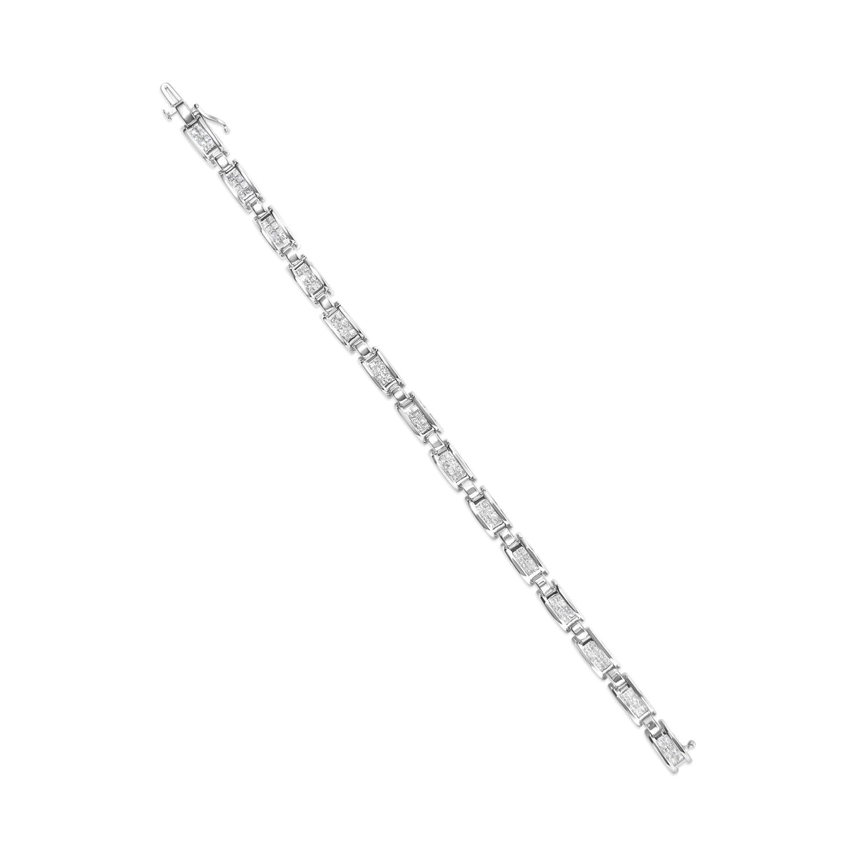 14K White Gold 3.0 Cttw Invisible Set Princess Cut Diamond Link and Buckle 7.25&quot; Tennis Bracelet (I-J Color, I1-I2 Clarity) - LinkagejewelrydesignLinkagejewelrydesign