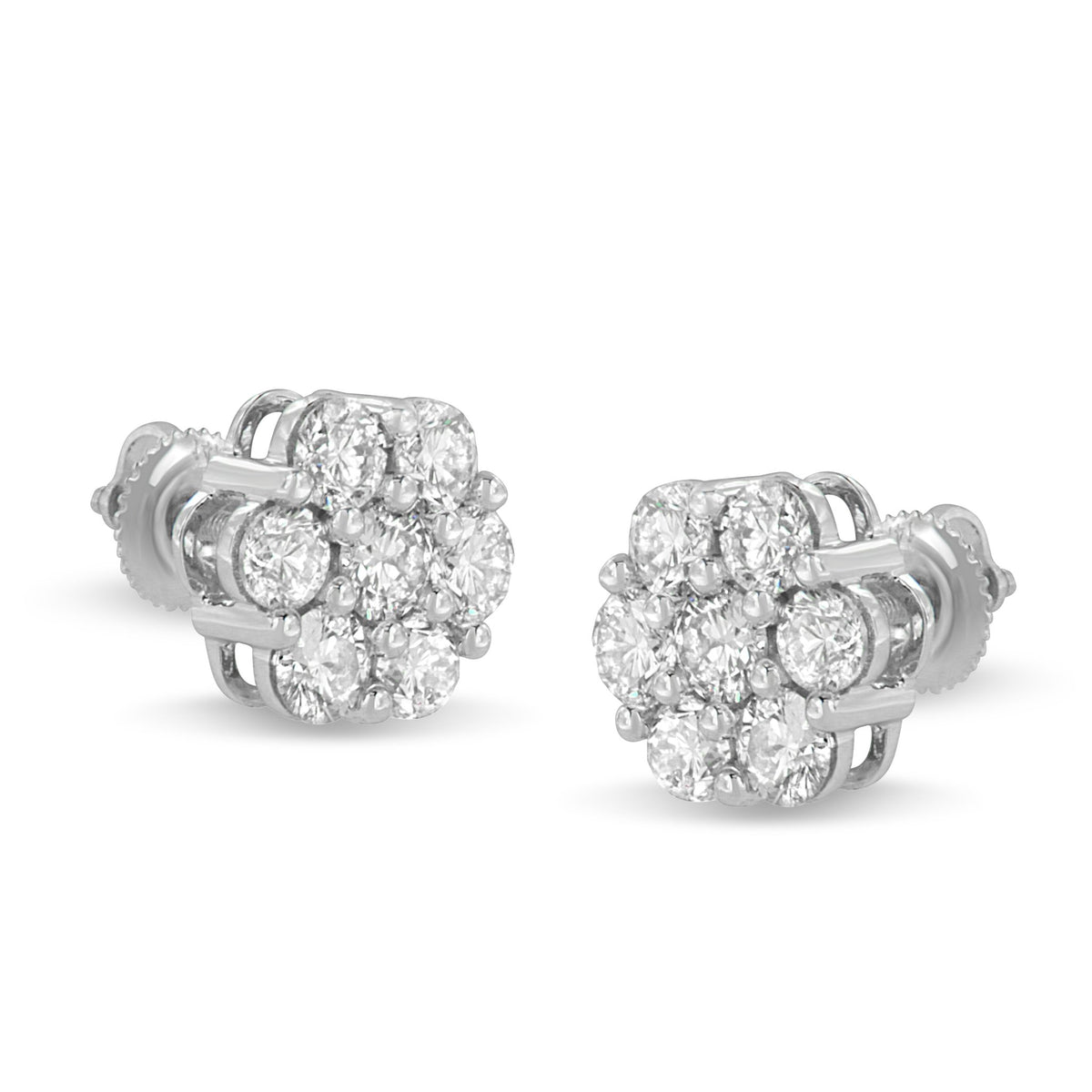 14K White Gold 3.0 Cttw Lab Grown Diamond Floral Cluster Stud Earring (F-G Color, VS2-SI1 Clarity) - LinkagejewelrydesignLinkagejewelrydesign