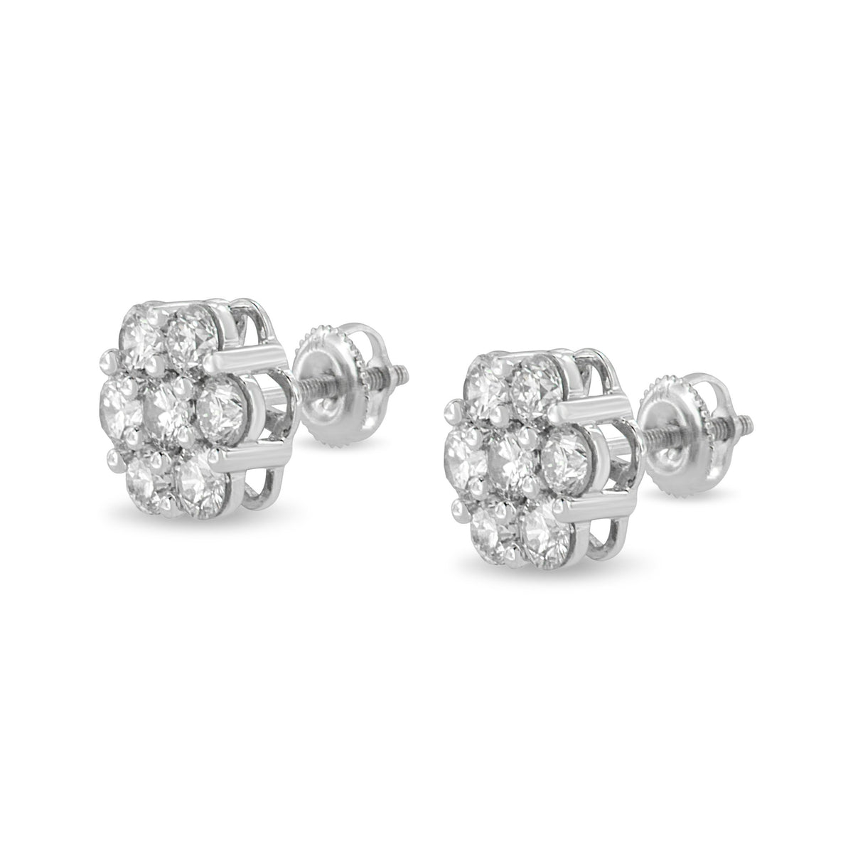 14K White Gold 3.0 Cttw Lab Grown Diamond Floral Cluster Stud Earring (F-G Color, VS2-SI1 Clarity) - LinkagejewelrydesignLinkagejewelrydesign