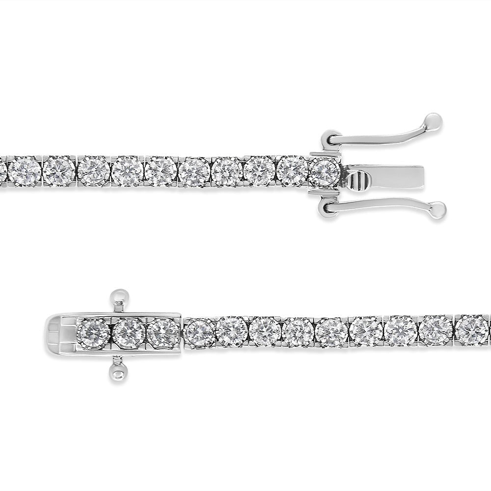 14K White Gold 3.0 Cttw Miracle Set Round-Cut Lab Grown Diamond Illusion 7&quot; Tennis Bracelet (F-G Color, VS2-SI1 Clarity) - LinkagejewelrydesignLinkagejewelrydesign